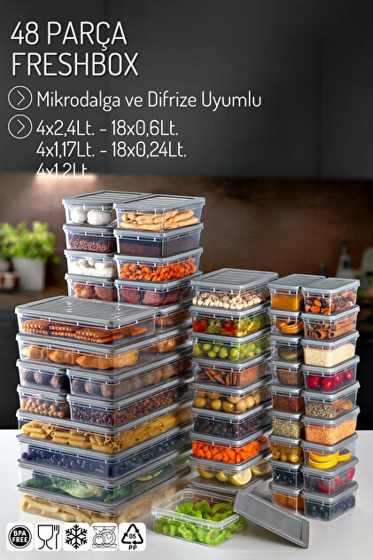 DSLLセット Nandy Home 48 Parçalı Set Freshbox Mikrodalga ve Difrize Uygun