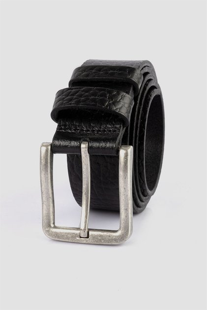 Men's 100% Genuine Leather 4 cm Sports Black Belt