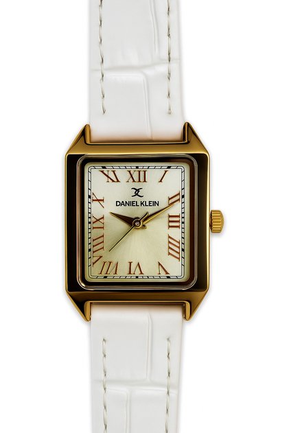 Dkf.2315A New Trend Rose Gold Color Case White Leather Strap Angled Women's Wristwatch