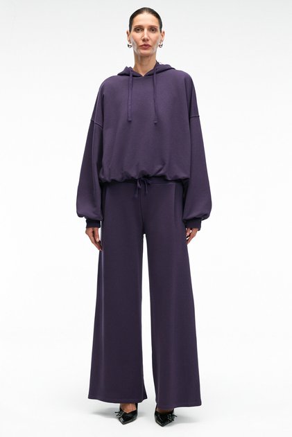 ORMIRA Γυναικείο Oversize Fit Μωβ Φούτερ με Πλαϊνές Τσέπες Ελαστική Μέση