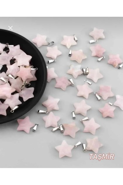 Pink Quartz Stone Star Shaped Pendant 1 Piece