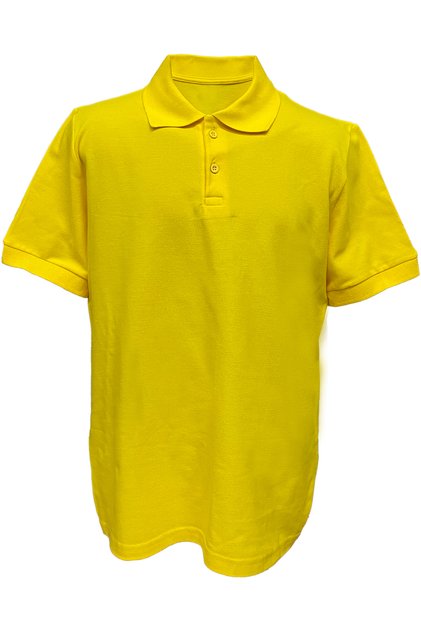 Cotton Pack Polo Collar Yellow Short Sleeve T-Shirt Suitable for School and Daily Use