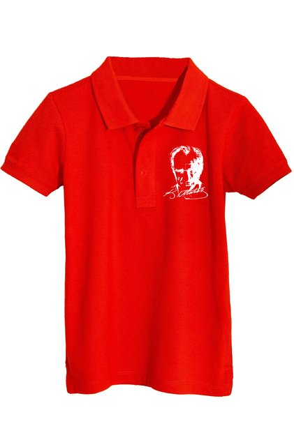 Cotton Polo Collar Ataturk Printed Red Short Sleeve 23 April 29 October Children's T-Shirt