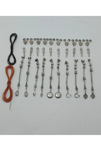 Rosary Making Materials Mixed Tassel, Imame and Closure Set of 10 Epoxy & Natural Stone Compatible