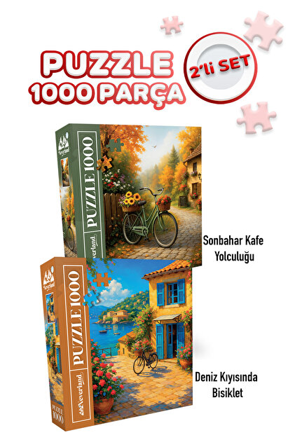 Neverland 2 ADET 1000 PARÇA PUZZLE - SONBAHAR KAFE YOLCULUĞU VE