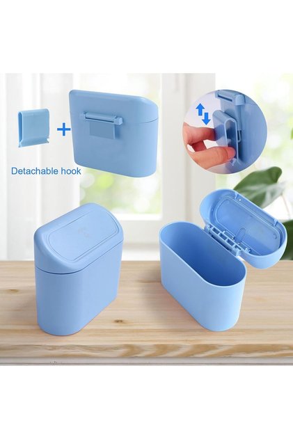 Auto Accessory Car Trash Can Portable In-Car Portable Organizer with Lid Trash Can Blue