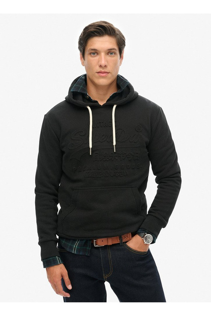 Kapüşon Yaka Siyah Erkek Sweatshırt M2013696A12A_EMBOSSED VL GRAPHIC HO