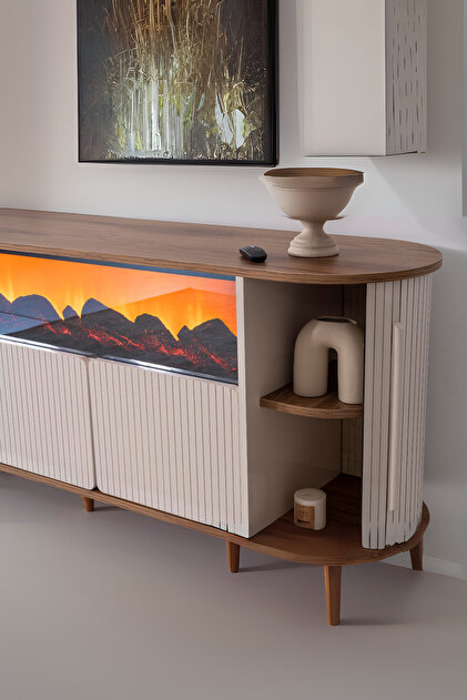 Breda Home Concept Prizma Mdf Şömineli Renk Değişimli ve