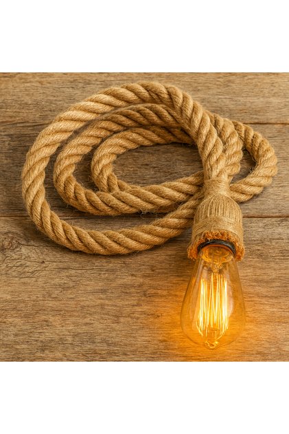 Rustik Halatlı Sarkıt Avize Dekoratif LED Uyumlu – Vintage Bohem Aydınlatma