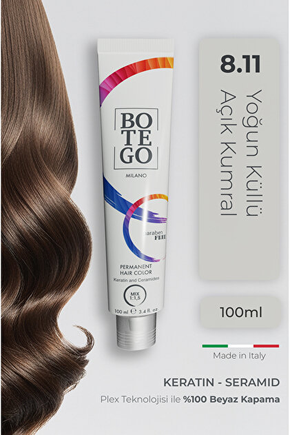 botegohair Profesyonel Krem Saç Boyası - 8.11 Yoğun Küllü Açık