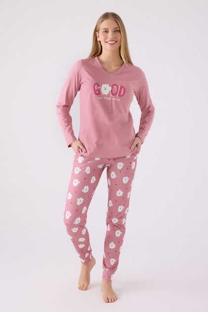 Women's Pink Long Sleeve Pajama Set