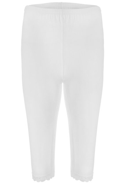 Women's 100% Cotton Lace Bermuda Capri White Leggings 422
