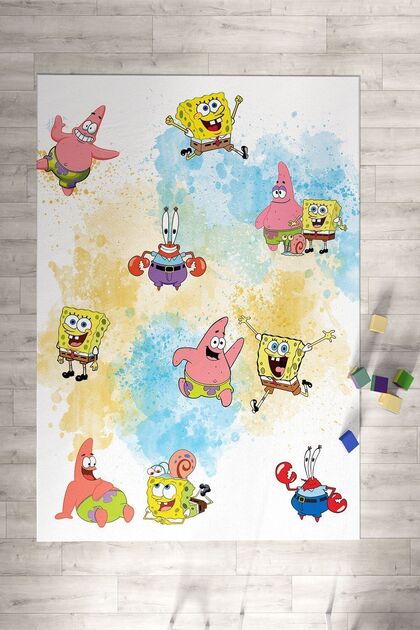 Süngerbob Desenli  Çocuk ve Bebek Odası Dekoratif Halı TLH-313