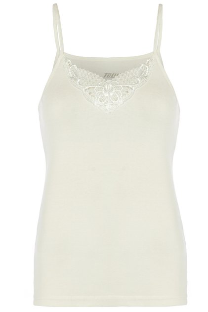 100% Cotton Women's Cream Thin Strap Laced Undershirt 1222