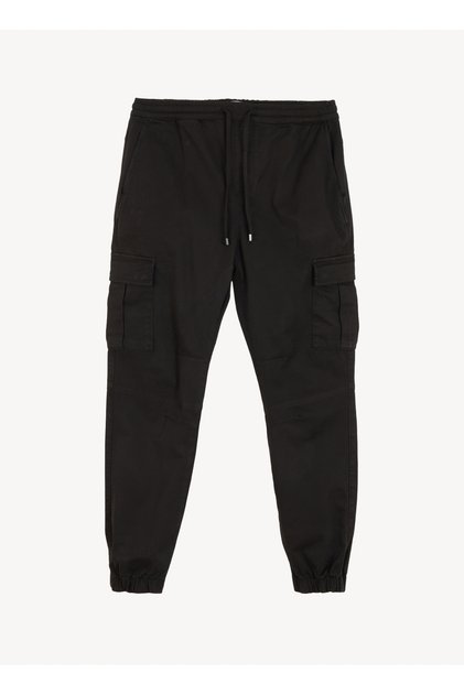 Lastikli Paça Siyah Erkek Kargo Pantolon M4WM-PNT-1401