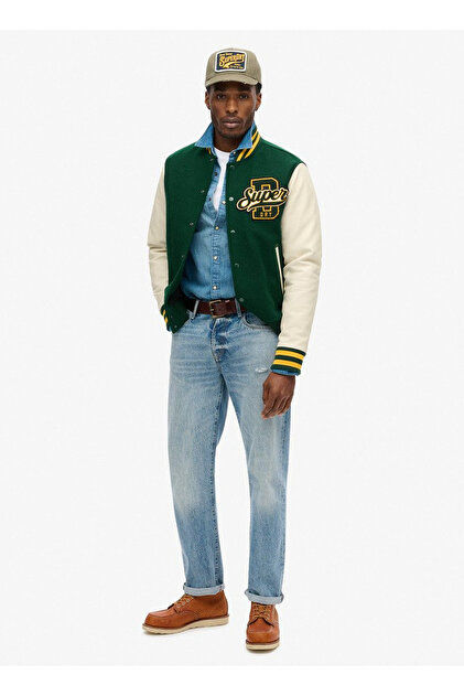 SUPERDRY Yeşil Erkek Mont M5011943AGCI_VARSITY WOOL BOMBER