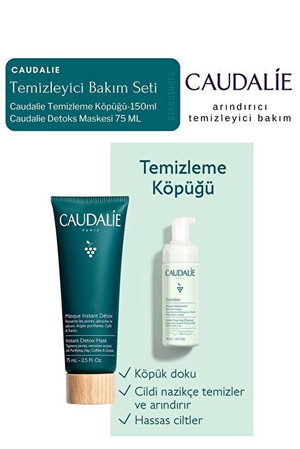 Caudalie Arındırıcı Temizleyici Bakım Set| Detox Mask + Temizleme