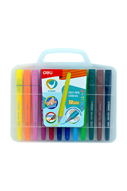 U-Touch Felt Tip Pen 12 Colors with Bag C10604