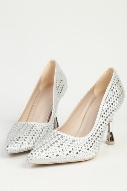 Silver Women's Heeled Shoes Pc-55020