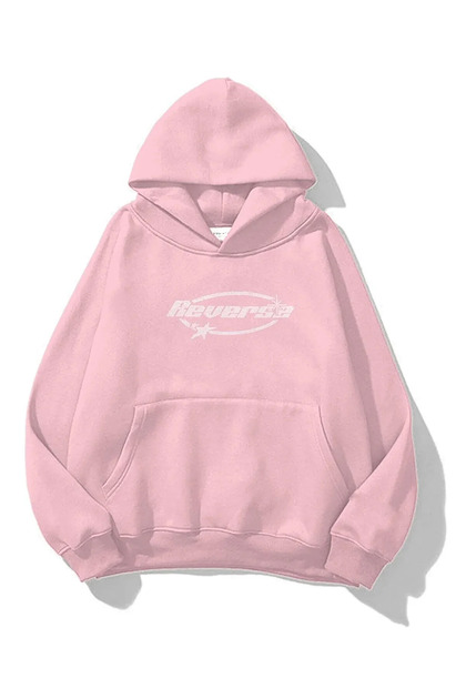 Pink Unisex Oversize Reverse Glitter Stone Printed Sweatshirt