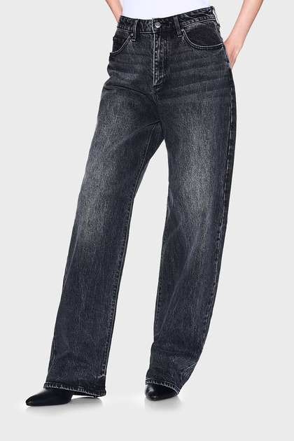 Cotton Relaxed Fit High Waist Wide Leg Jeans Denim Pants Xw000100 Af16084