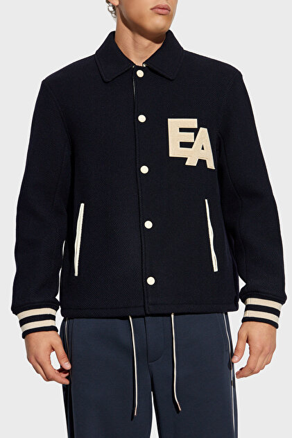 Emporio Armani Wool Regular Fit Classic Collar Lined Jacket Men's