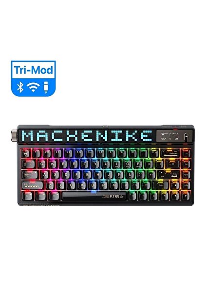 Machenike KT68 Pro Tri-Mode Brown Switch LCD Rgb Siyah Ingilizce