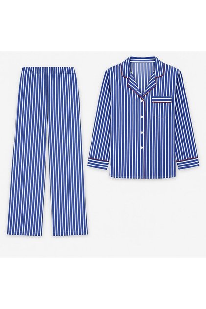 No:4 Blue Striped Pajama Set