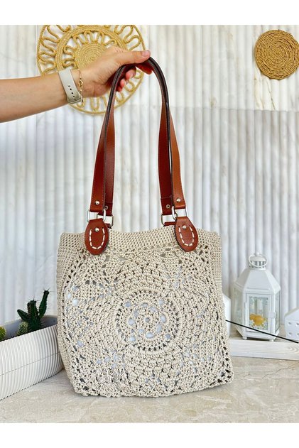 Macrame Shoulder Bag – Leather Handle