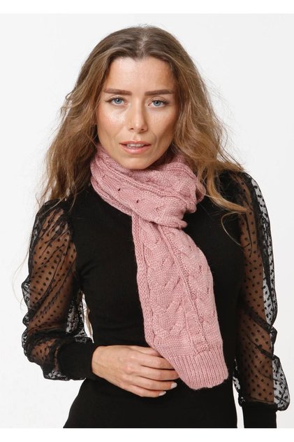 Pink Women's Winter Knitted Scarf, Pink Scarf