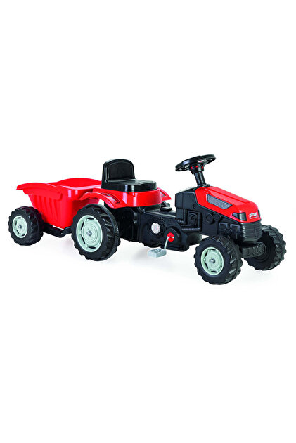 Tractor cu pedale și remorcă, roșu