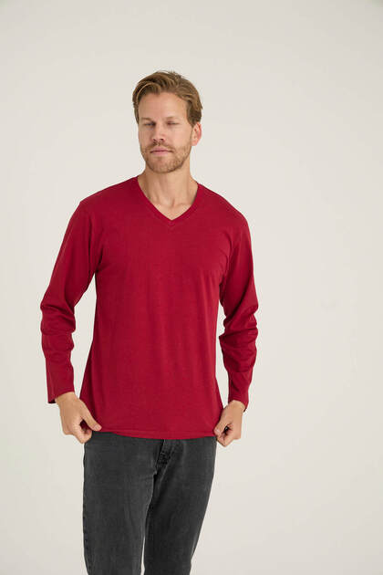 Men's V-Neck Long Sleeve T-Shirt Stylish Design