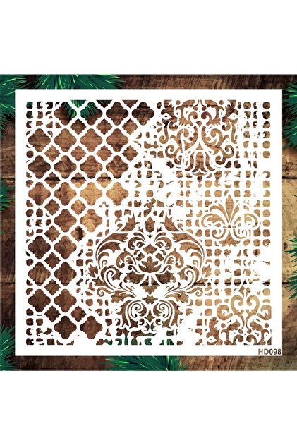 Stencil Tasarım Hd098 Duvar Ahşap Cam Boyama Deseni