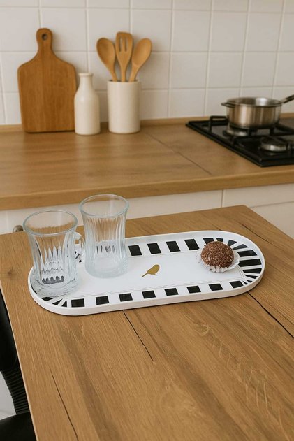 ENAVM KUŞLU MİNİ KAHVE SUNUM TEPSİSİ 30*12 CM