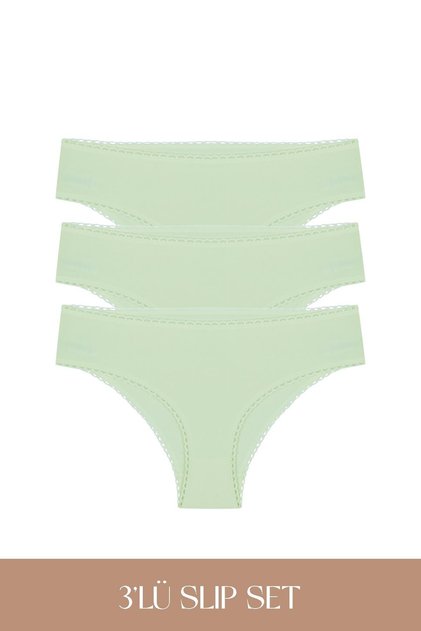 Cotvie Mint Cotton Slip 3-Piece Set Panties