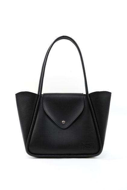 Black Shk249 Faux Leather, Single Compartment with Snap Closure, Large Size Hand, Arm, and Shoulder Bag