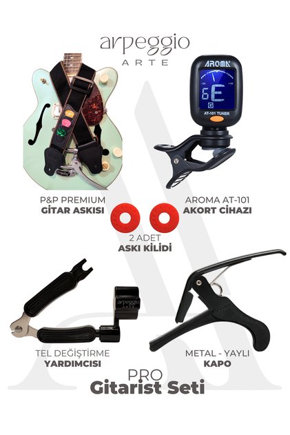 Pro Guitarist Kit – Guitar Strap, Tuner, Capo, String Changing Assistant, Strap Lock