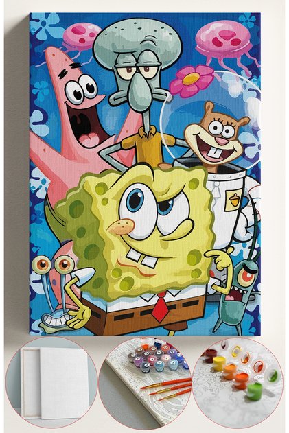 Sayılarla Boyama Seti Numaralı Tuval Fırça Boya 40x50 Cm - ŞAŞKIN BOB