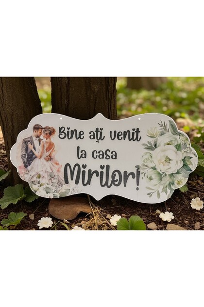 Placuta Bine ati venit la casa Mirilor, verde, 67x31cm, MDF