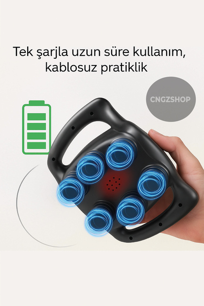 CNGZSHOP 8 Başlıklı Şarjlı Masaj Aleti – Isıtmalı, Taşınabilir