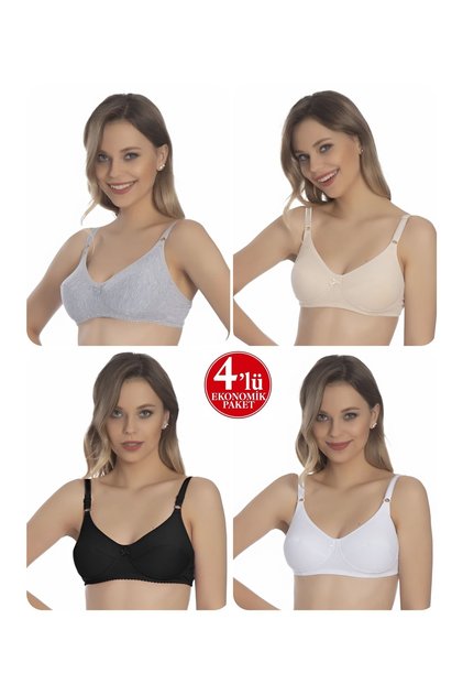 4-Pack Luxury Combed Cotton Interlaced Gathered Sponge Bra Without Underwire (Wireless) 41301