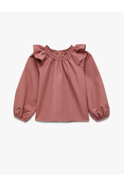 Drawstring Collar Pink Baby Girl Shirt 6Wmg60006Aw