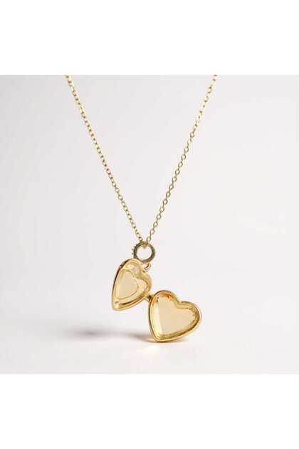 Heart Design Stone Necklace – Elegant and Meaningful Gift Jewelry - Openable Locket Model Stone Necklace