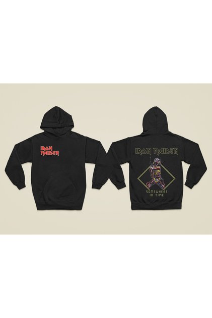 Iron Maiden Printed Cotton Long Sleeve Ribbed 3 Thread Hooded Rock Sweatshirt
