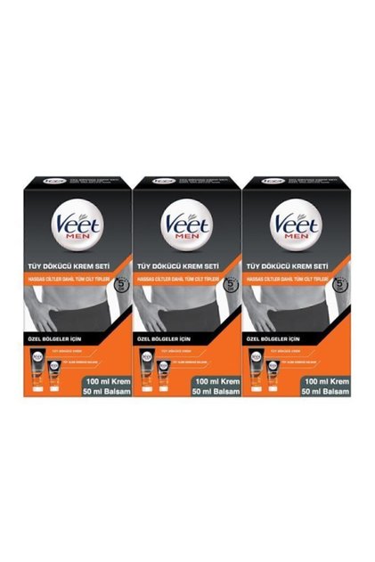 Erkek Özel Bölgeler İçin Tüy Dökücü Krem Seti Tüm Cilt Tipleri İçin 100 + 50 ml X3 Adet