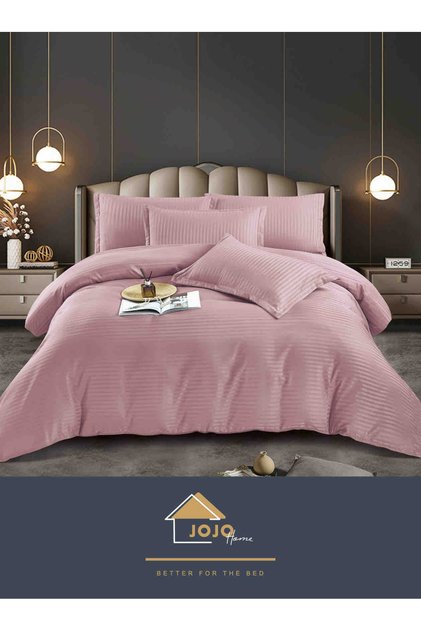 Lenjerie De Pat, 6 Piese, Pliuri Brodate, Finet Premium, Roz