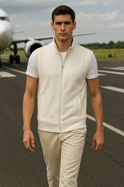 Men's 3-Thread Comfortable Vest with Stand Collar
