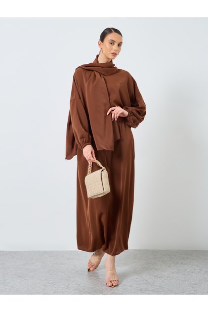 Solid Long Sleeve Hooded Pocket Detail Abaya