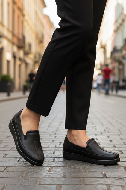 Black Skin Anatomic Sole Lightweight Women's Casual Shoes 293117 Z
