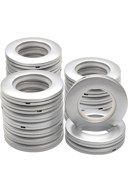 Crta Set of 90 Matt Silver noise cancelling curtain Grommets Round Plastic Curtain Eyelet Rings